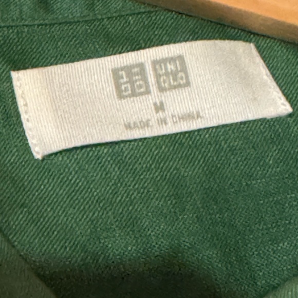 UNIQLO Linen Long Sleeve Green Shirt Size M - Picture 5 of 5
